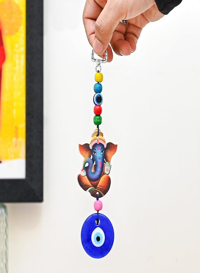Hindcraft Home Decor - Evil Eye Ganesha Ji with Nazar Dosh Nivaran Yantra Hanging Showpiece | Vastu Decorative Items, Nazar Battu for Home Entrance, Car Decor, Hanging Decoration Items - Image 3